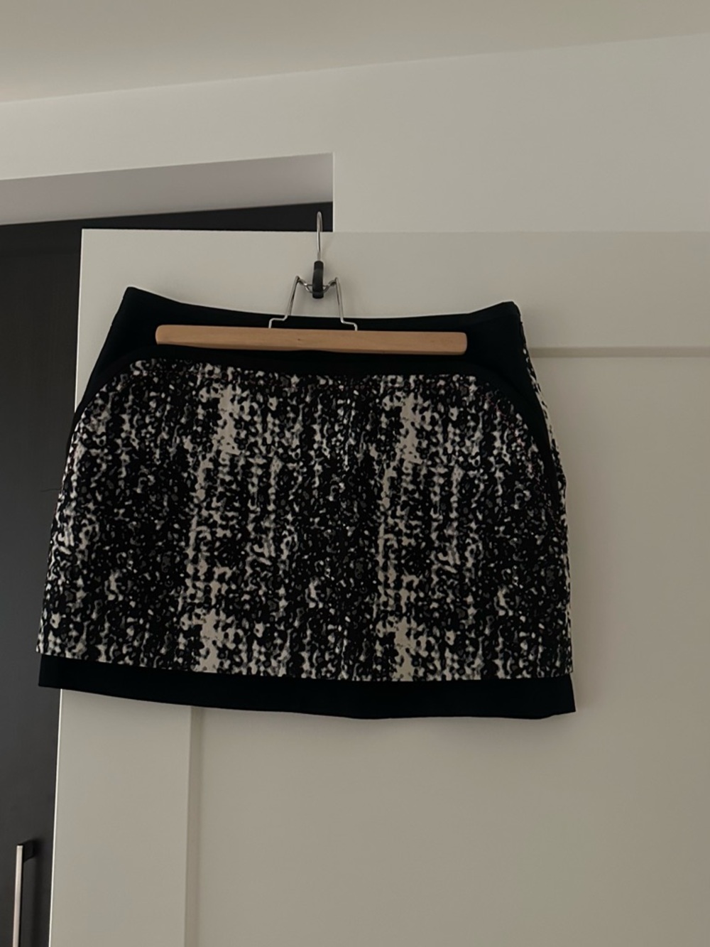 Diane Von Furstenberg Black and White Textured Mini Skirt
